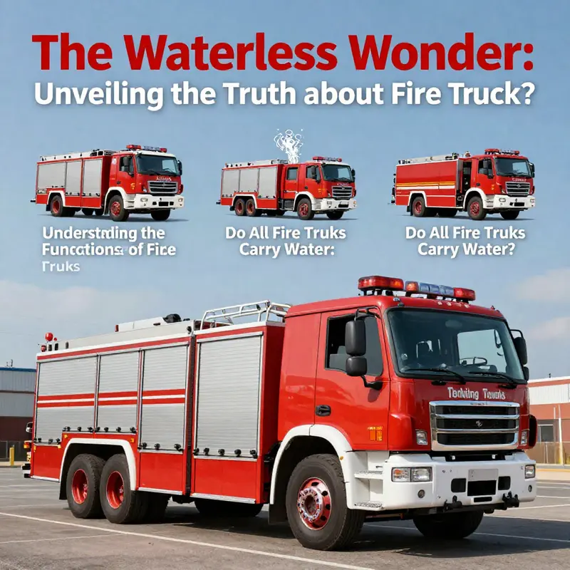 A showcase of different types of fire trucks and their varying water-carrying capacities.