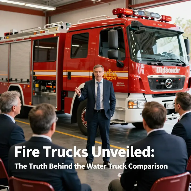 Fire truck and water truck compared, emphasizing their unique functions.