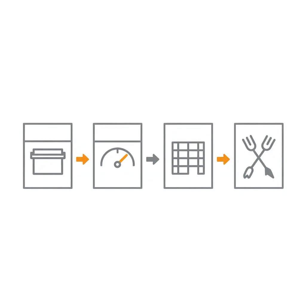 Four-stage linear flow diagram of the warranty handover package: interface documentation, commissioning and performance records, coverage matrix sign-off, and claim routing