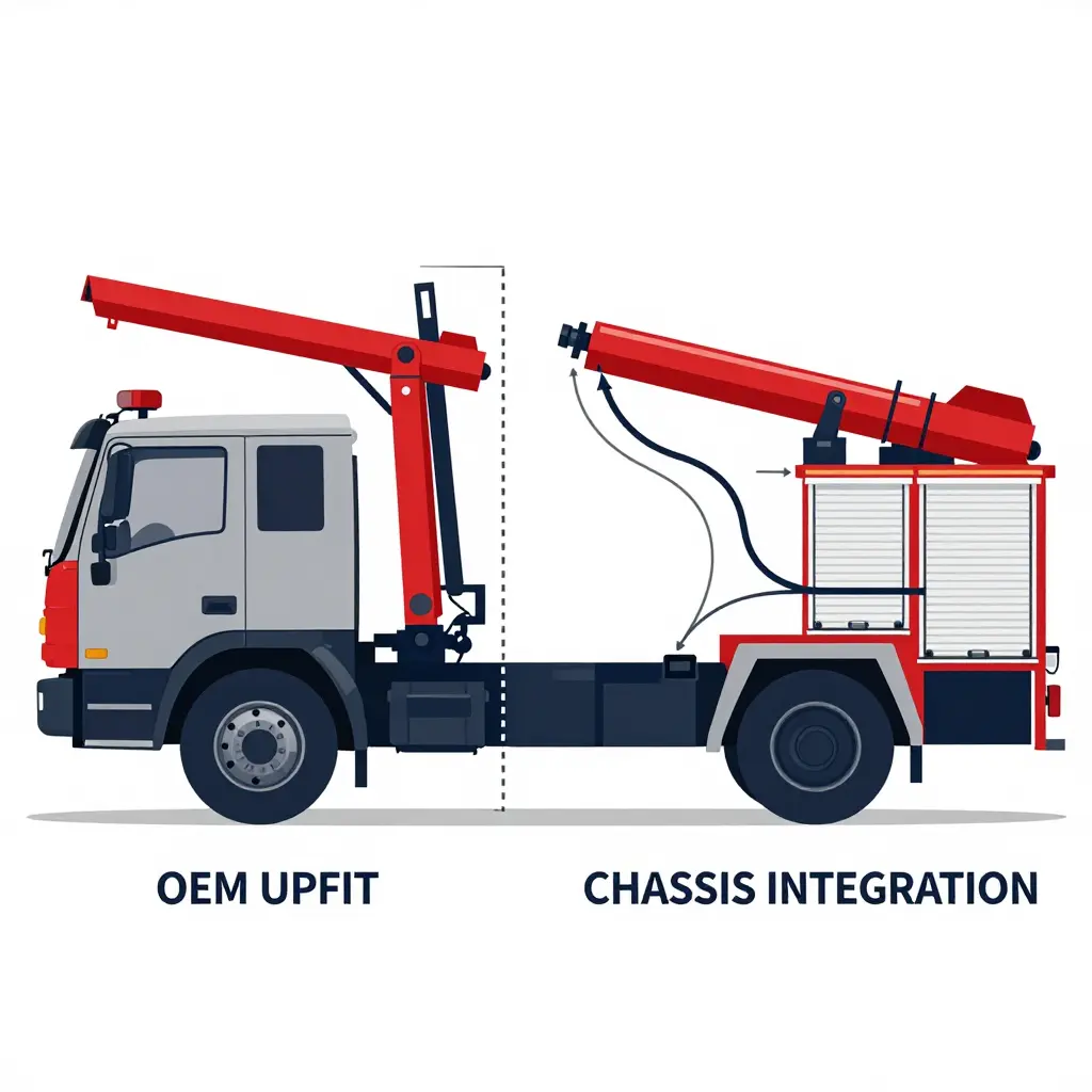 Diagram comparing OEM upfit interface boundary with chassis integration load paths