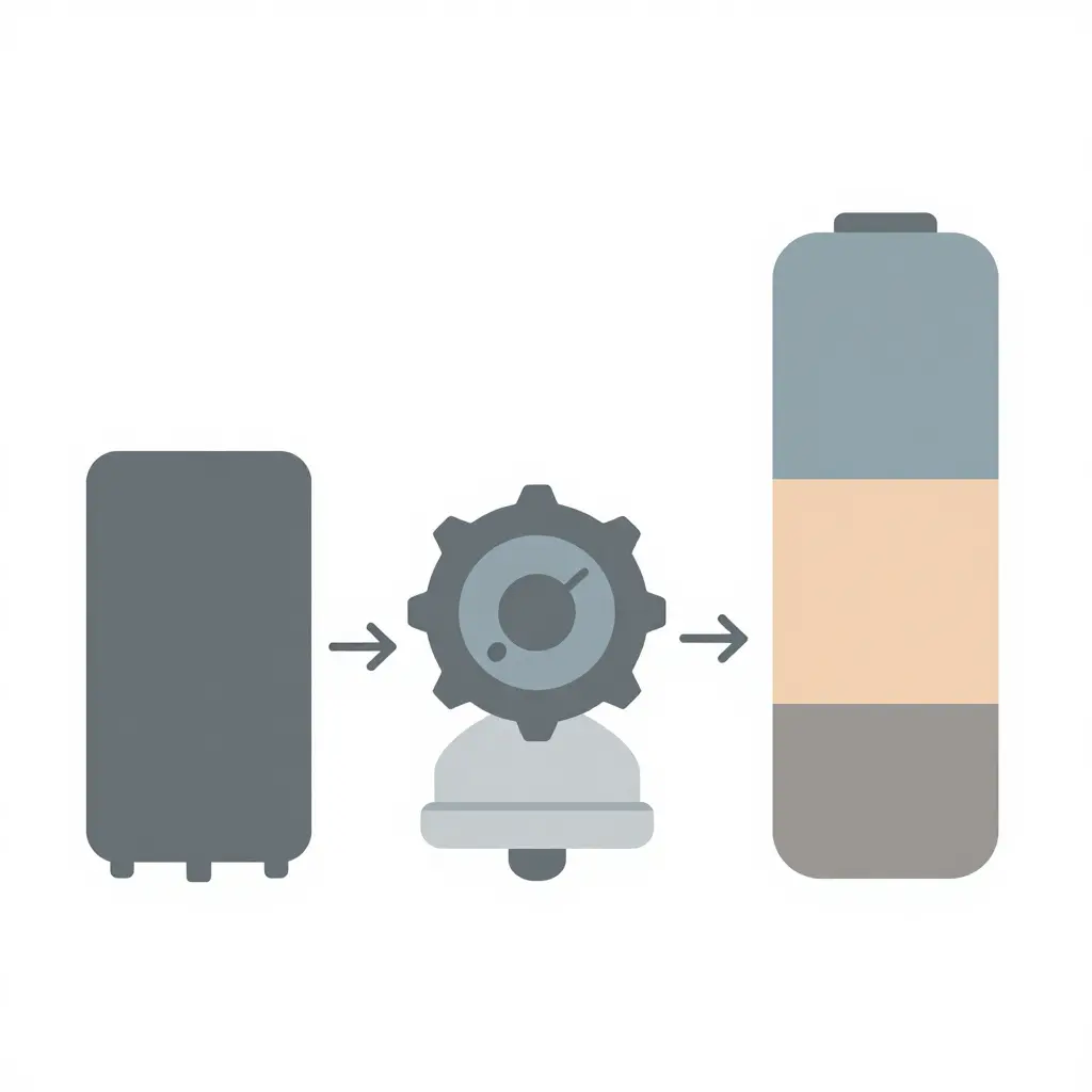 Flat 2D schematic showing three geometric blocks - chassis, pump, and agent tank - feeding into a single combined stacked cost bar