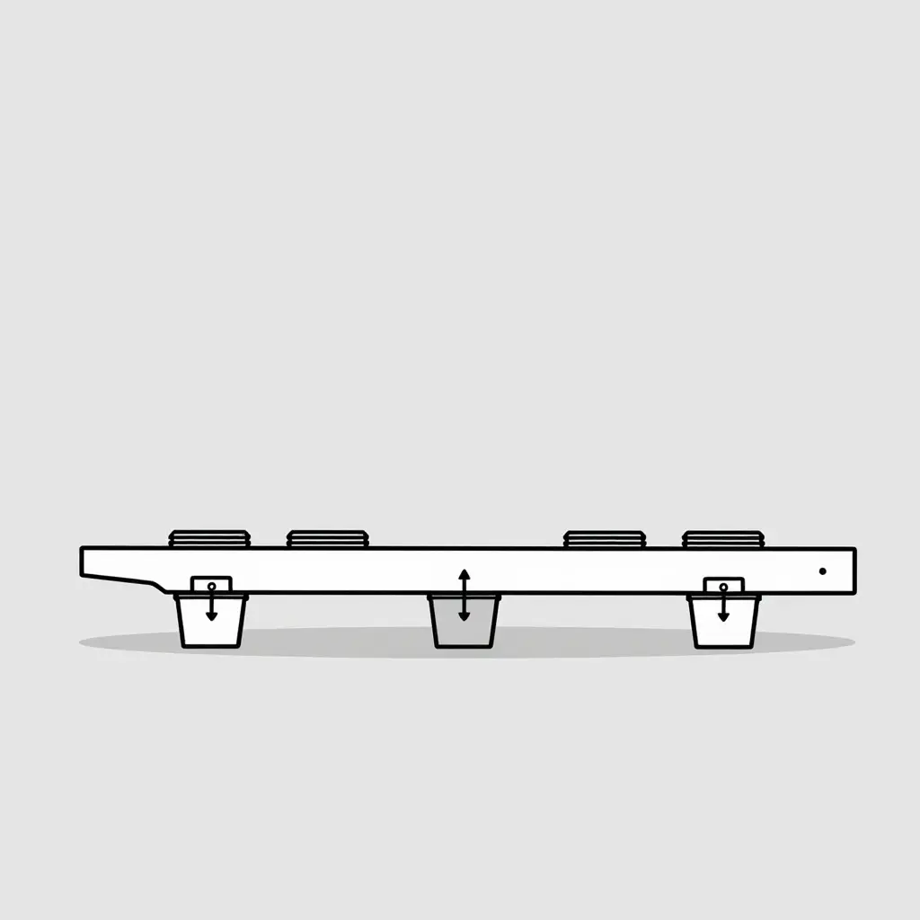 Corrosion-zone reference diagram: side-profile line art of a chassis rail and body subframe joined by mount brackets, isolator pads and shim stacks, with arrows marking where moisture and salt accumulate